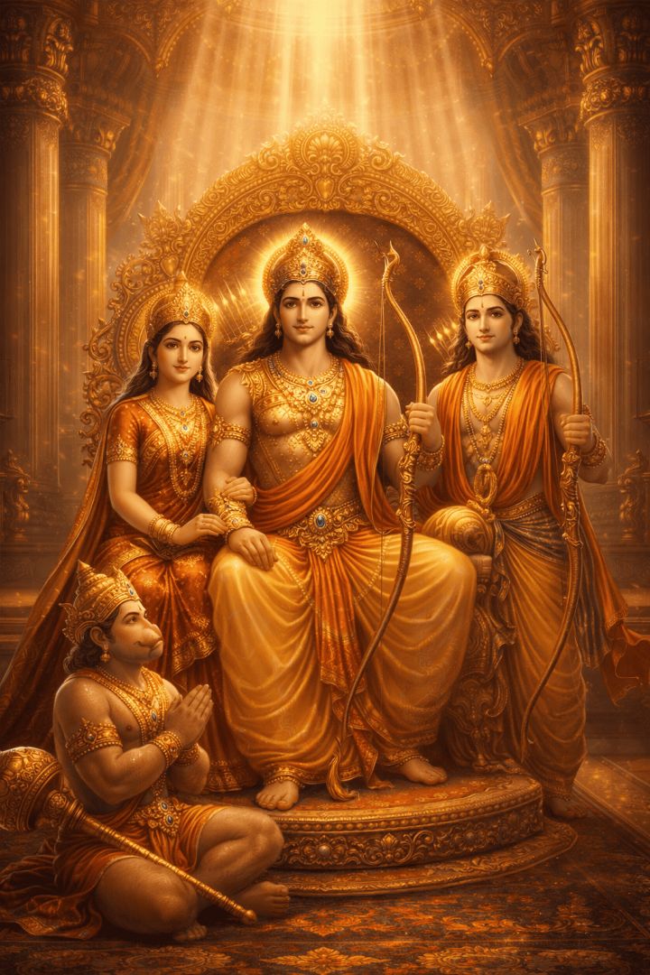 God Ram Divine gathering in golden grandeur god wallpaper