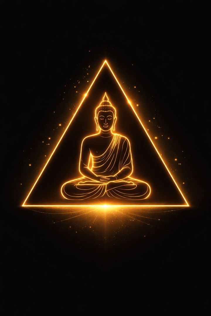 Golden Buddha in glowing triangle god wallpaper