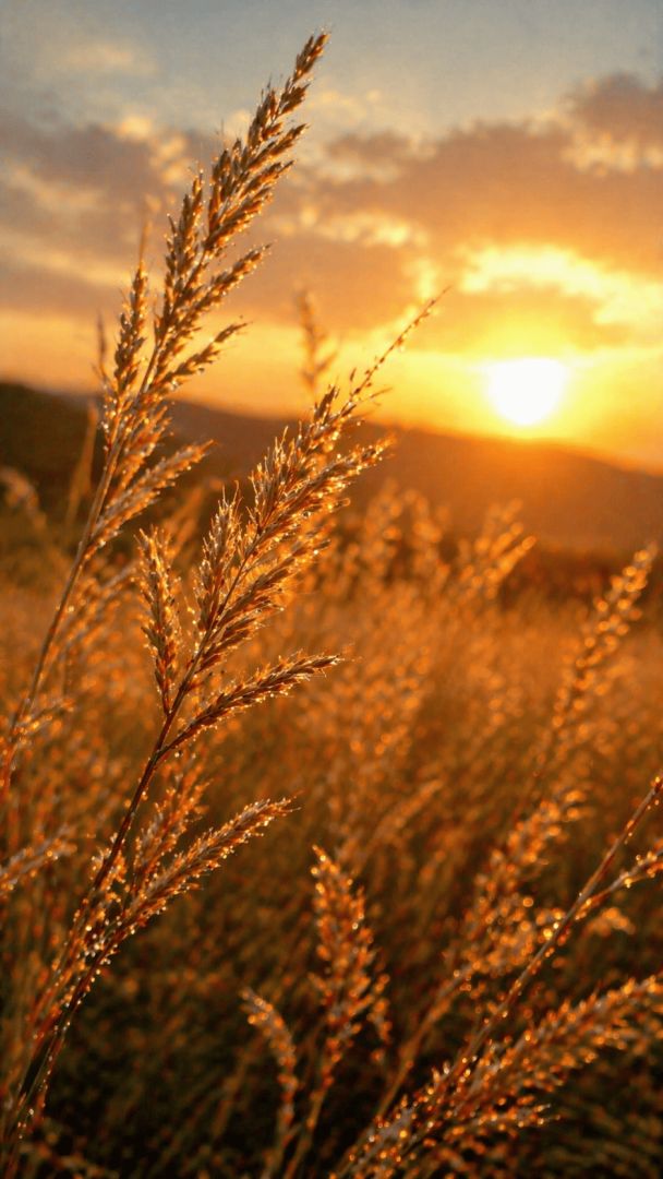 Golden grasses at sunset wallpaper