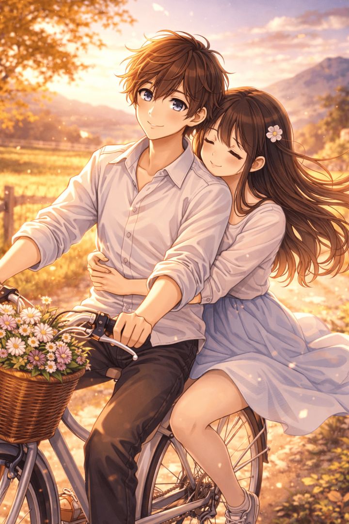 Golden hour ride through the countryside wallpaper