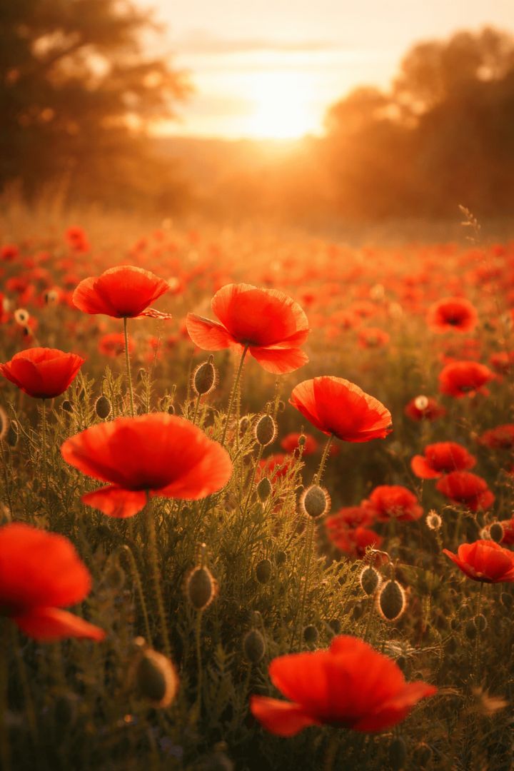 Golden poppies at sunset wallpaper