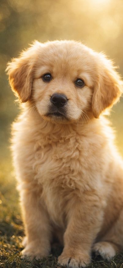 Golden retriever puppy in morning light wallpaper