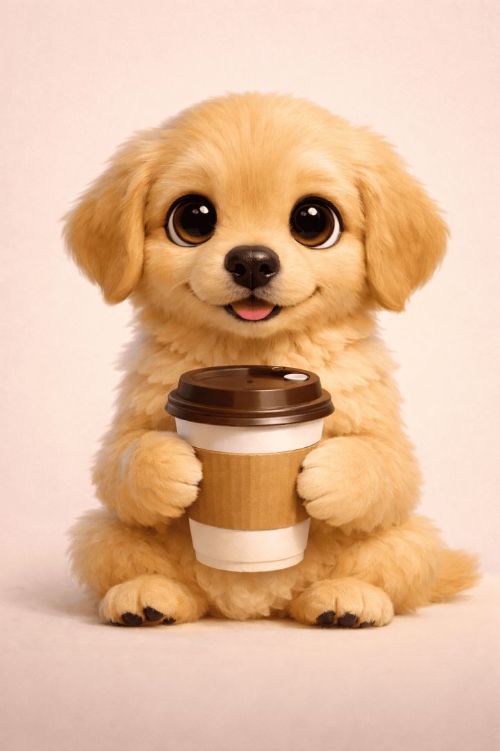 Golden retriever puppy with coffee cup wallpaper