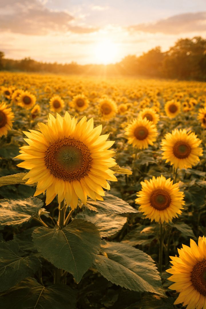 Golden sunflower glow at sunset wallpaper