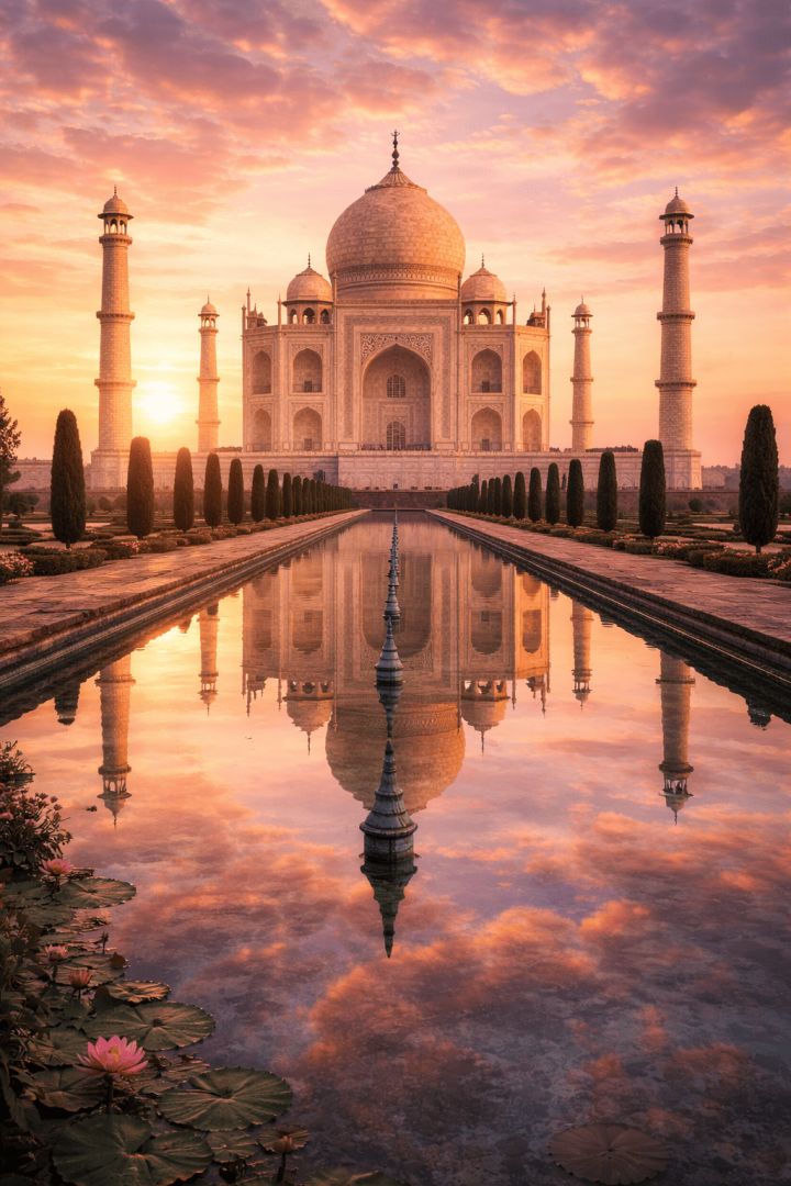 Golden sunrise over the Taj Mahal wallpaper