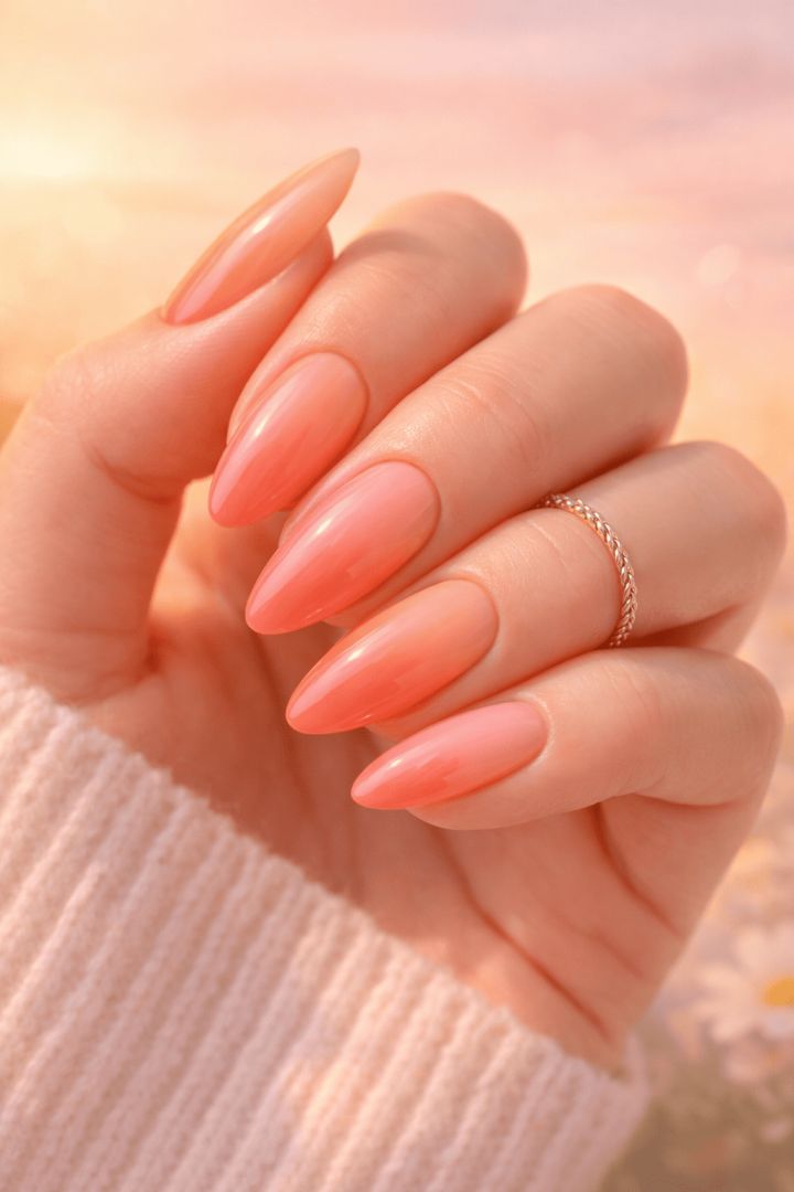 Golden sunset and gradient nails spring nails wallpaper