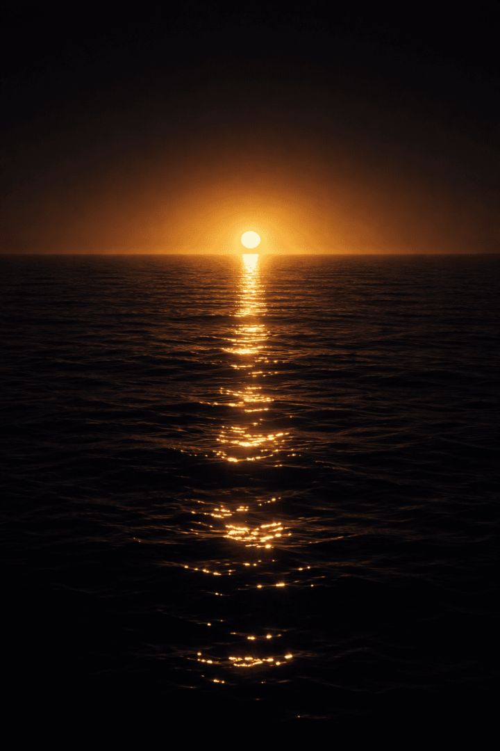 Golden sunset over shimmering ocean wallpaper