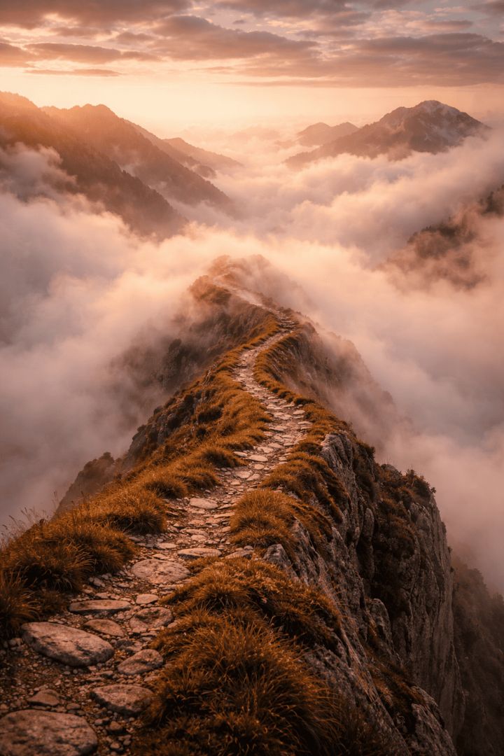 Golden trail to the clouds wallpaper