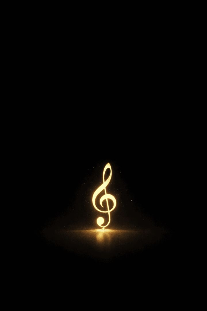 Golden treble clef in the dark music wallpaper