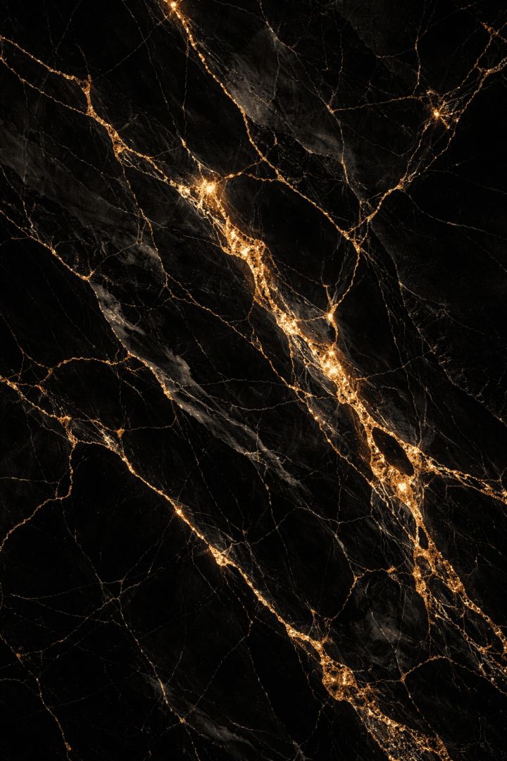 Golden veins in black marble abstract wallpaper
