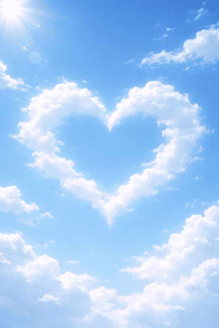 Heart-shaped cloud in a bright sky wallpaper