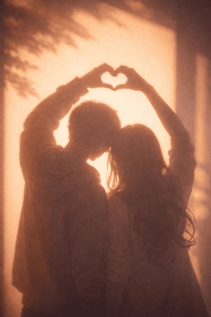 Heart-shaped shadows at golden hour wallpaper