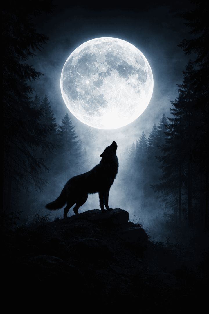 Howling at the full moon wallpaper
