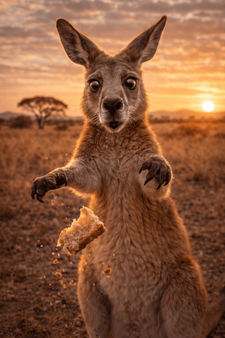 Kangaroo and sunset in the outback wallpaper