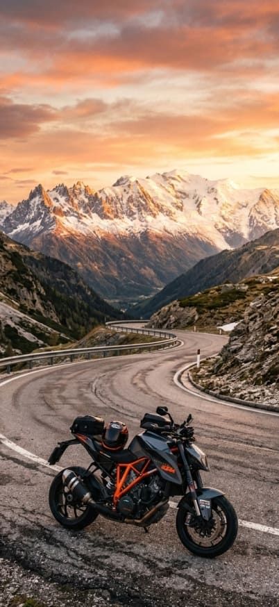 KTM Duke on Alpine Mountain Road wallpaper