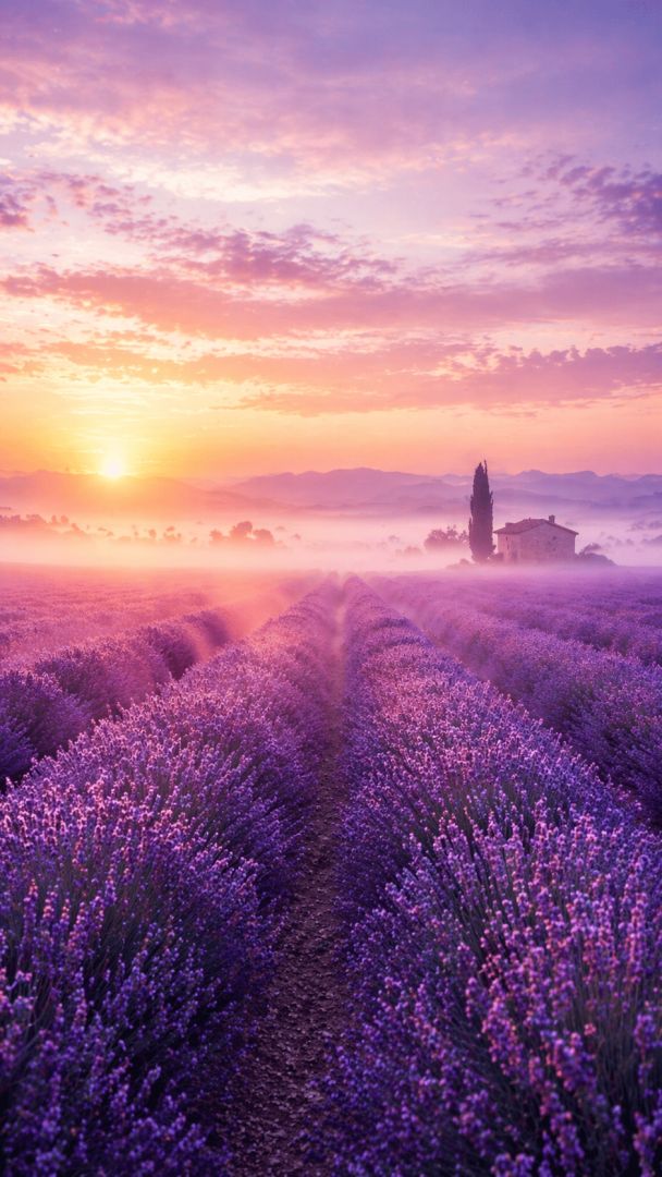 Lavender Mist Sunrise 💜🌅  Calm Aesthetic Nature Wallpaper wallpaper
