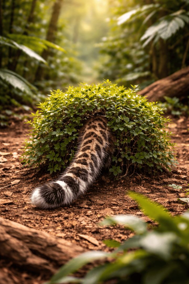 Leopard cub’s tail in the jungle wallpaper