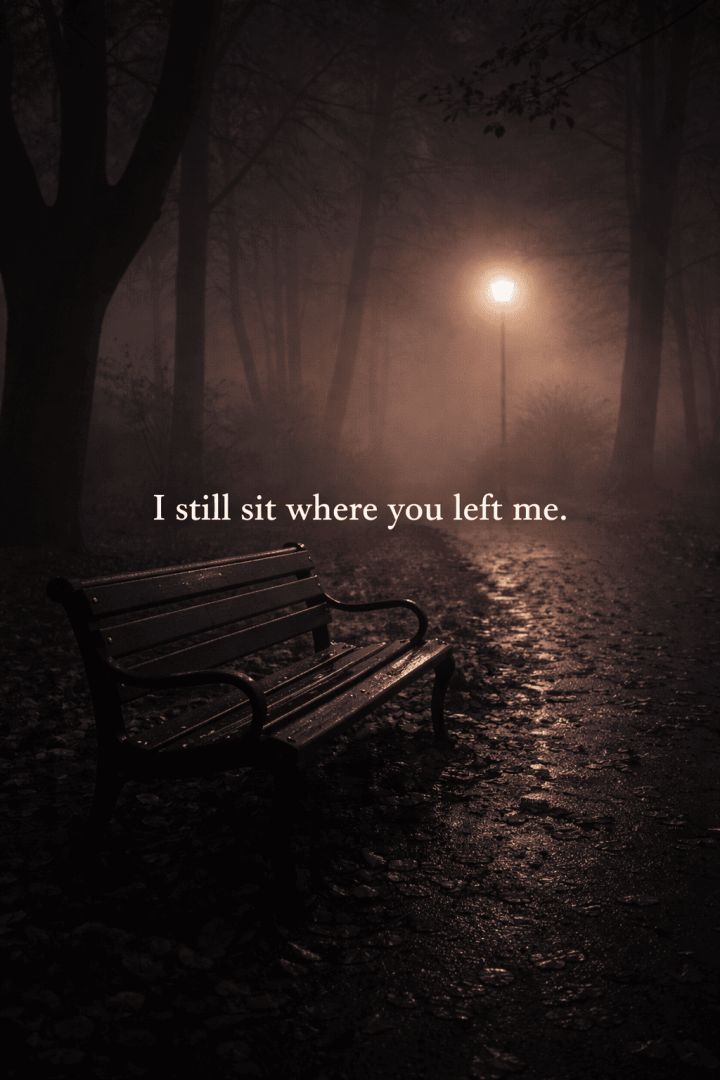 Lonely bench in a foggy park wallpaper