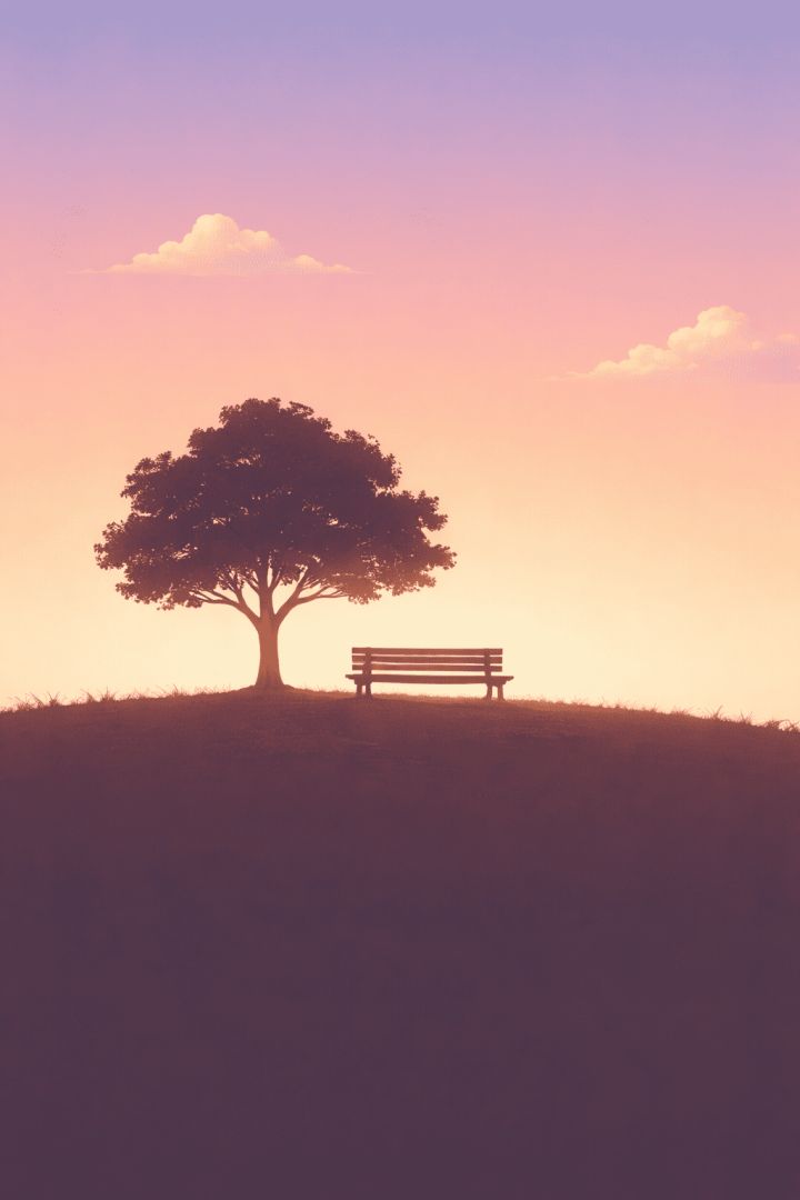 Lonely Bench Scene wallpaper