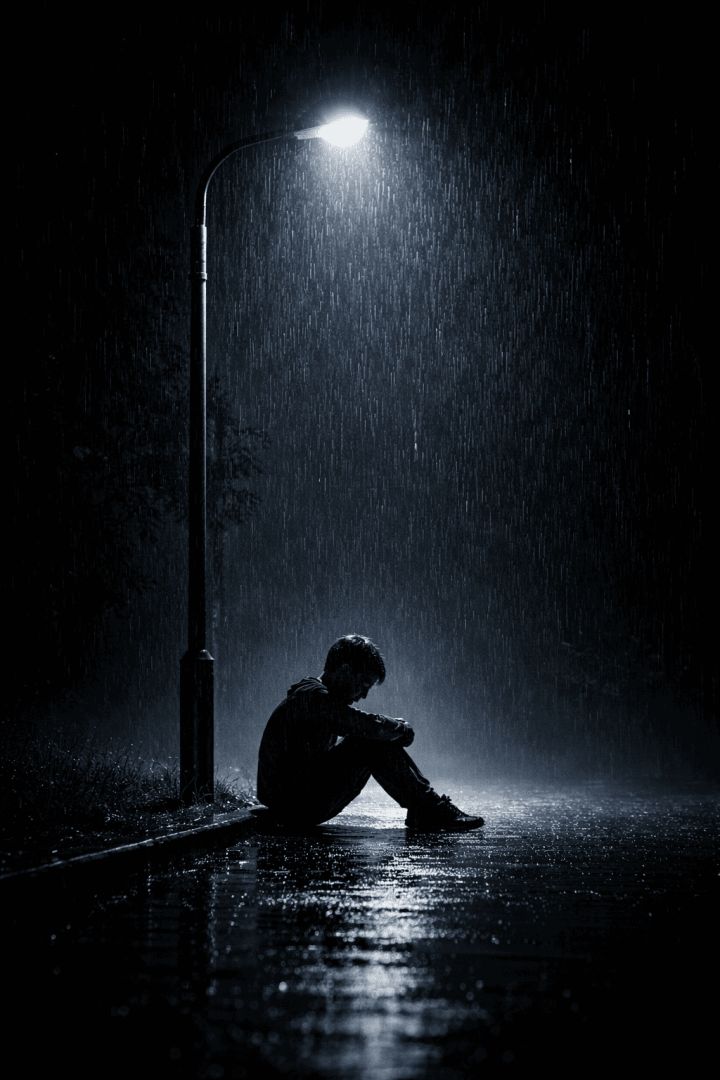 Lonely night under the streetlamp wallpaper