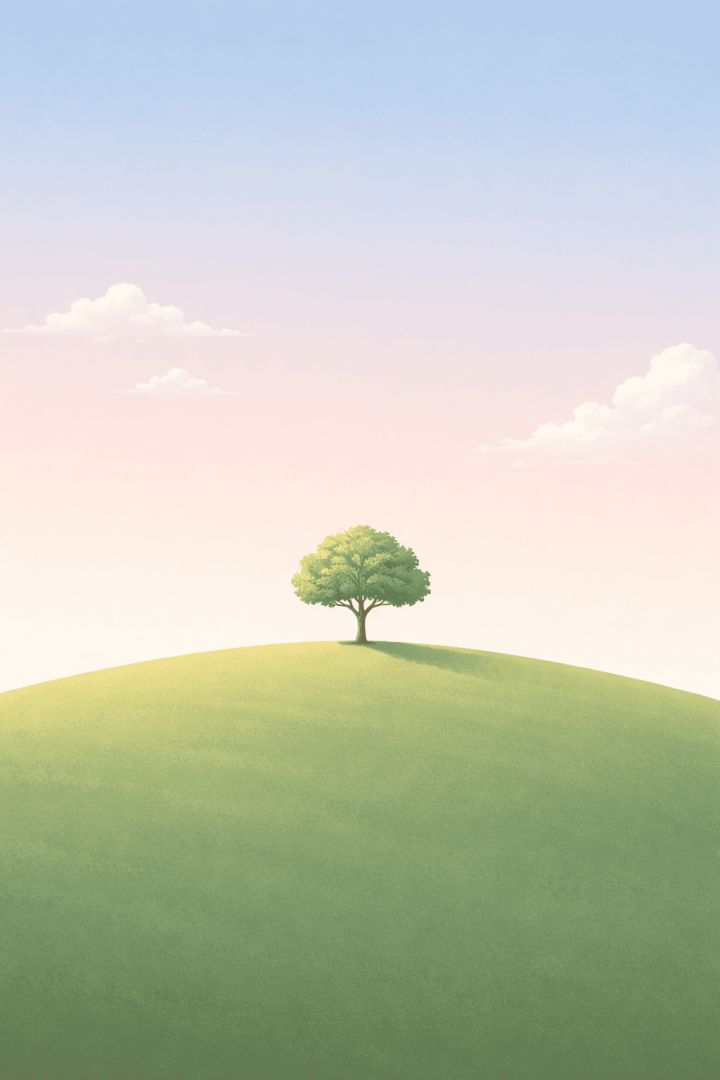 Lonely tree on a peaceful hill wallpaper
