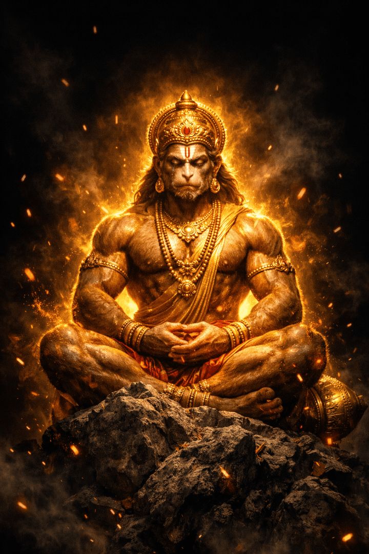 Lord Hanuman in serene meditation god wallpaper