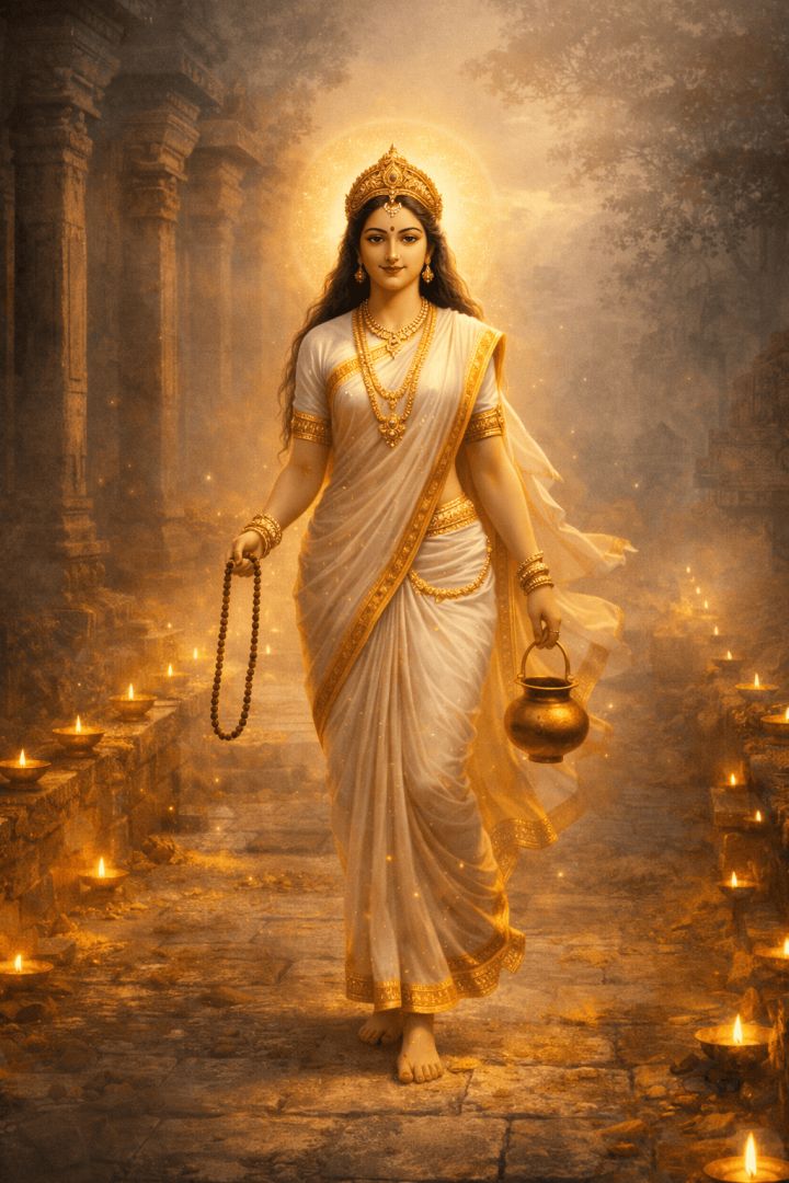Maa Brahmacharini at dawn god wallpaper