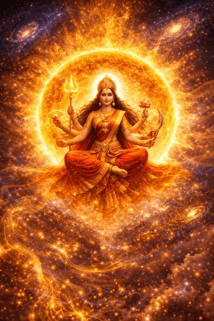 Maa Kushmanda in cosmic radiance god wallpaper