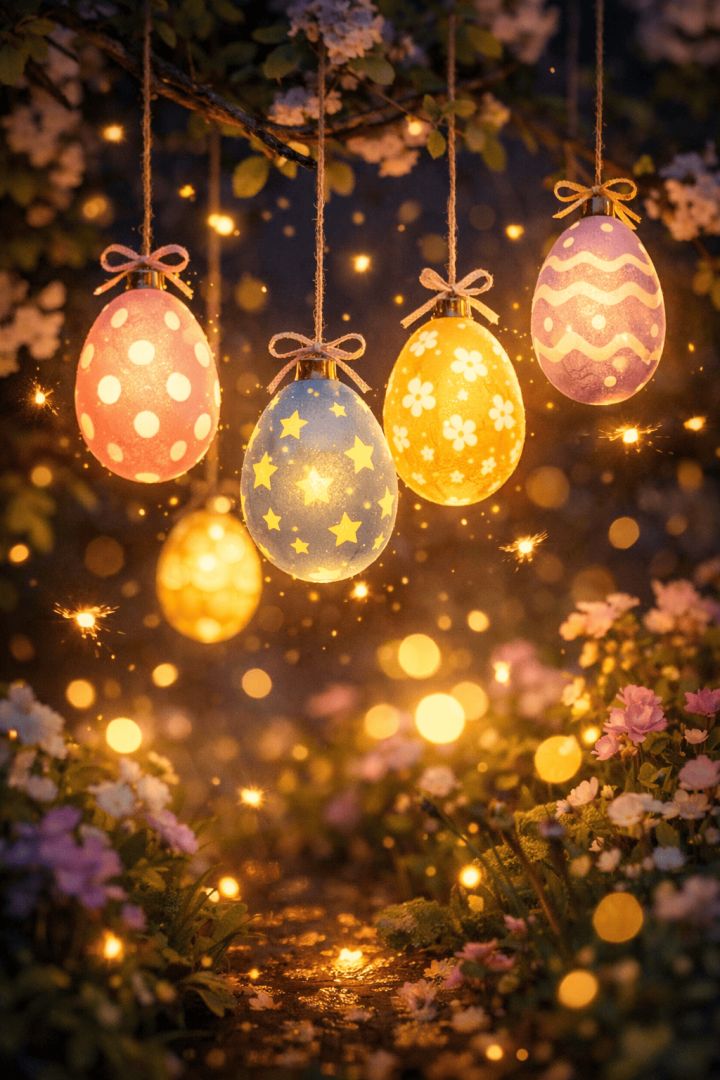 Magical Easter egg lantern garden wallpaper