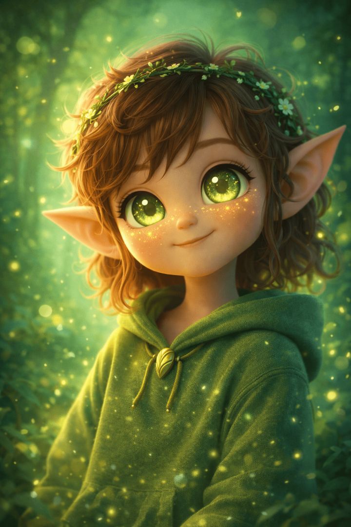 Magical forest elf portrait wallpaper