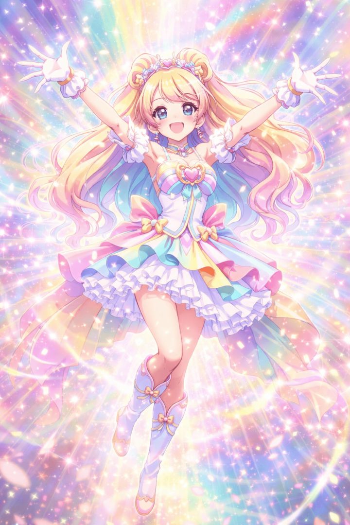 Magical girl transformation in radiant light wallpaper