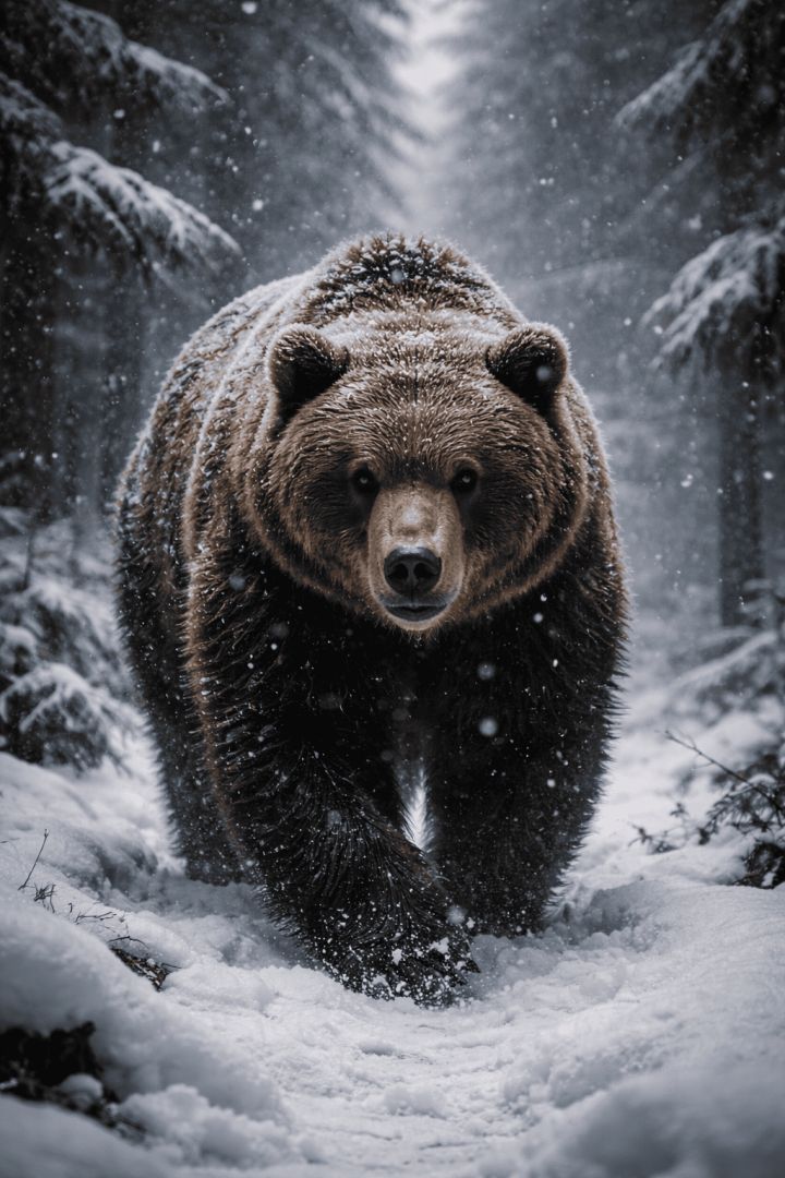Majestic bear in snowy forest wallpaper