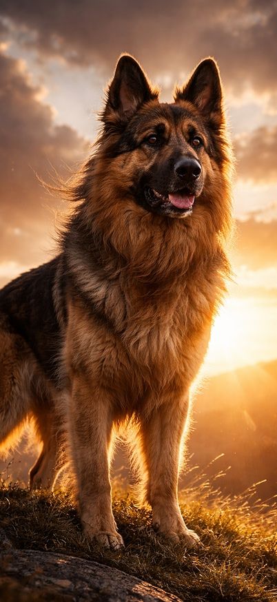 Majestic shepherd at sunset wallpaper