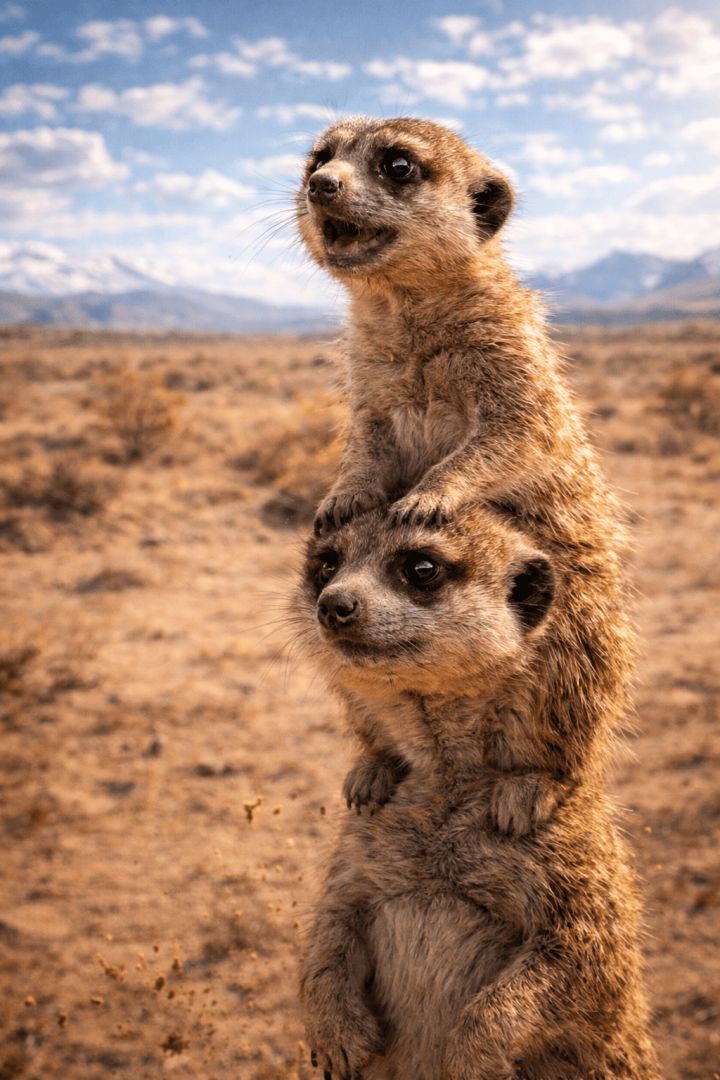 Meerkats at attention in the desert wallpaper