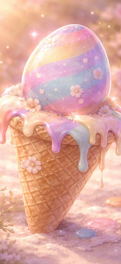 Melting Easter egg ice cream treat wallpaper