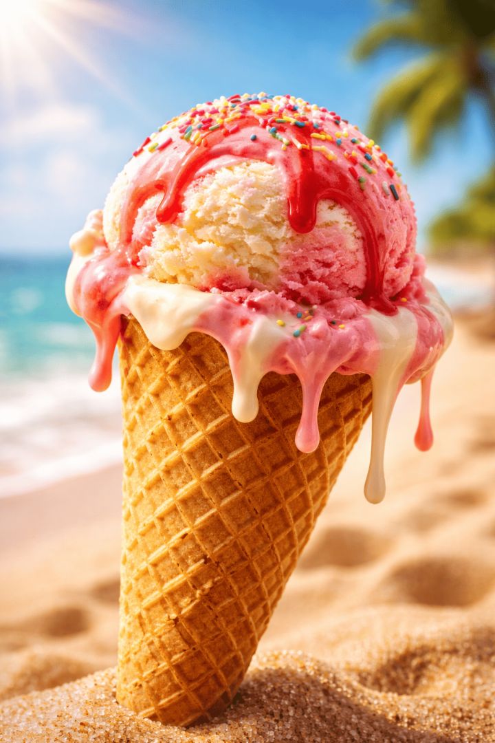 Melting ice cream on a sunny day wallpaper