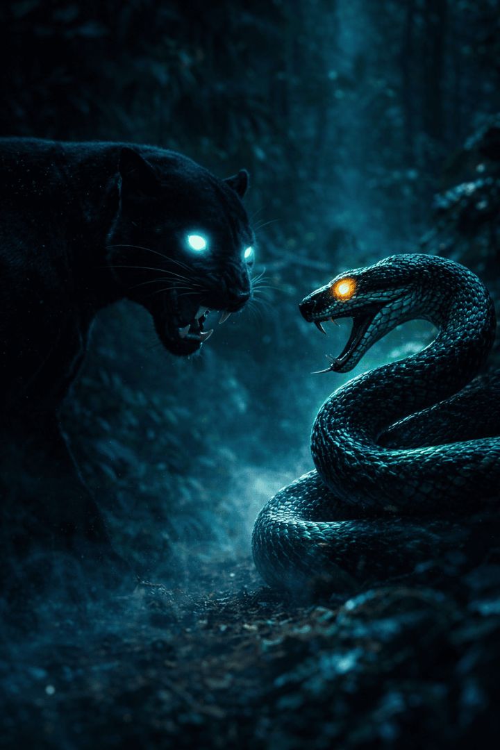 Midnight standoff in the jungle wild wallpaper
