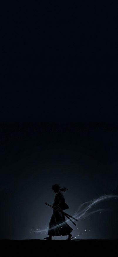 Minimal Samurai Silhouette Dark AMOLED Mobile Wallpaper wallpaper