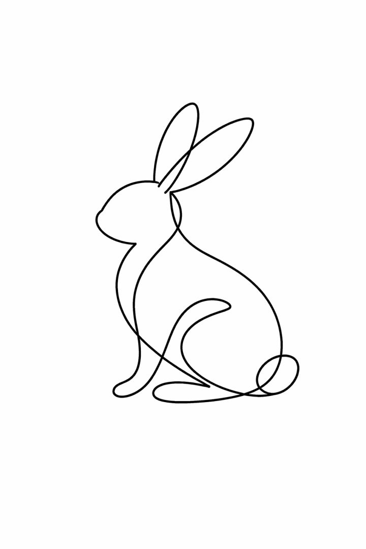 Minimalist rabbit in continuous line art wallpaper