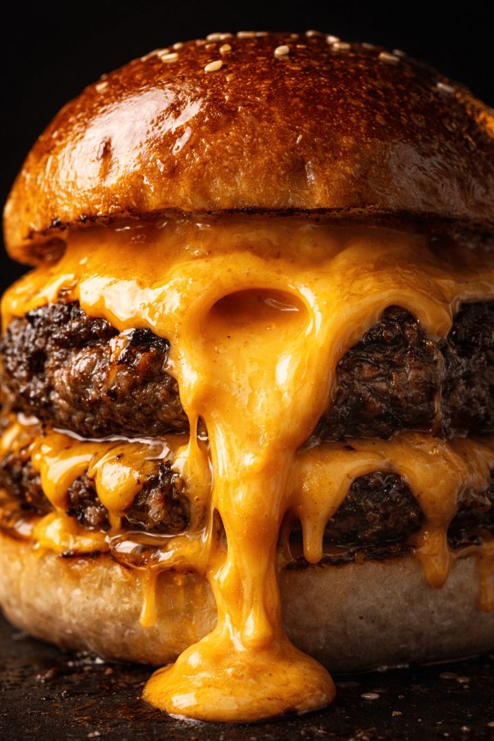 Molten cheese explosion burger wallpaper
