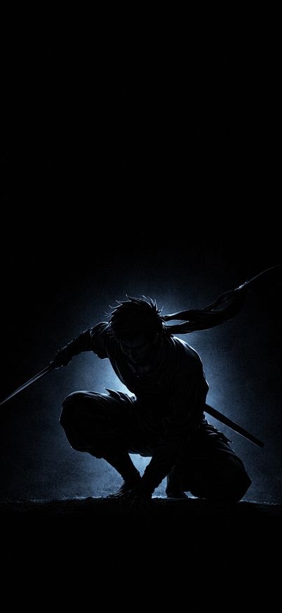 Moonlit ninja in the shadows wallpaper