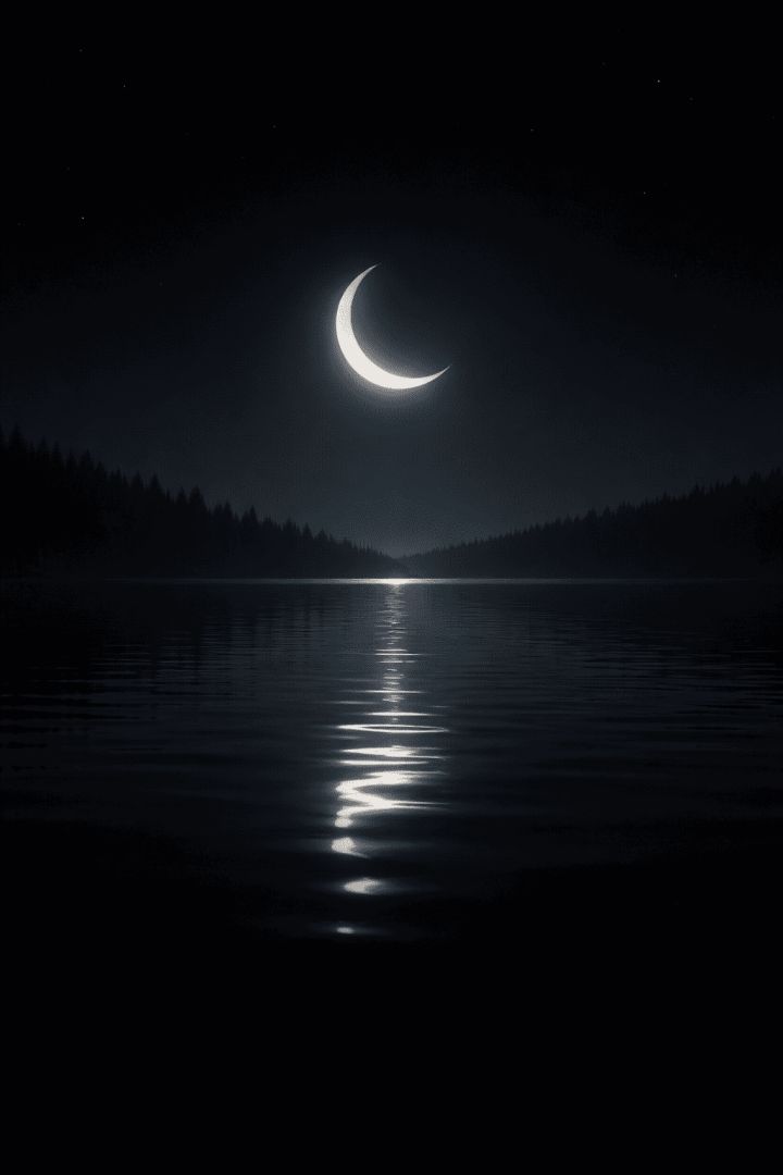 Moonlit reflection on a calm lake wallpaper