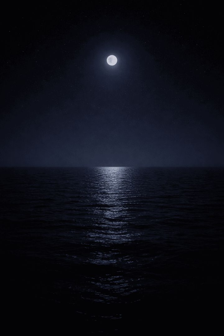 Moonlit reflection on calm ocean wallpaper