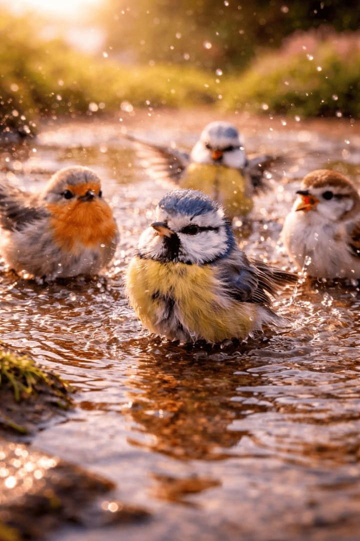 Morning bath in golden sunlight wallpaper