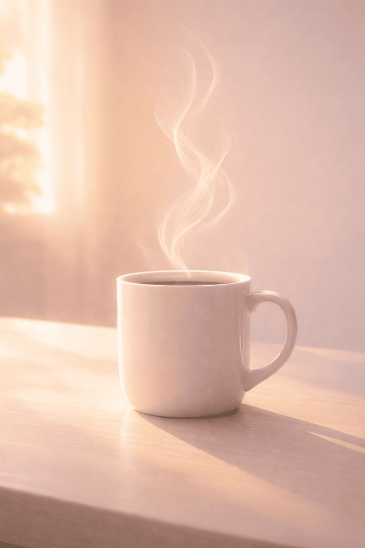 Morning coffee in soft sunlight minimalist wallpaper