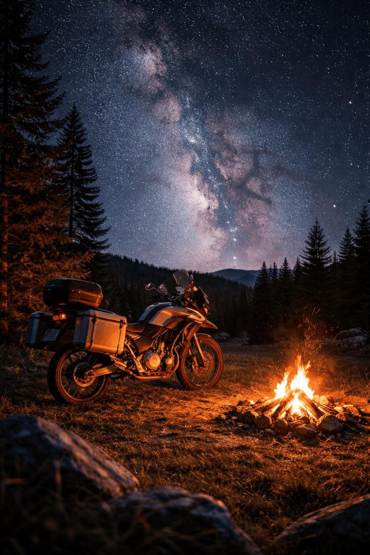Motorcycle under the Milky Way wallpaper
