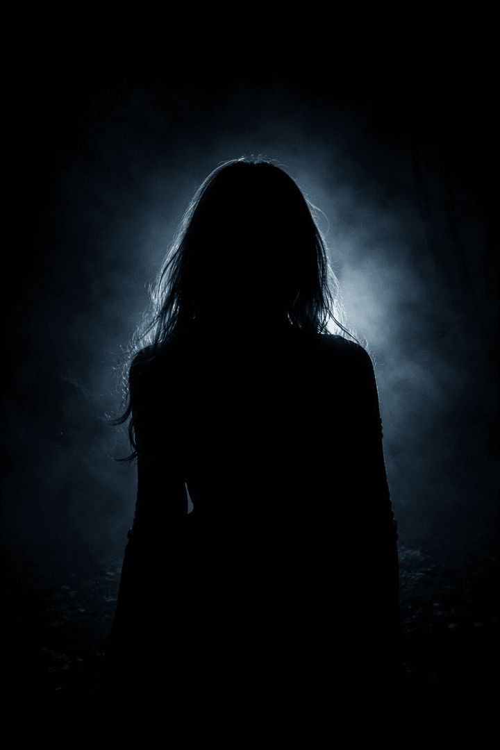 Mysterious figure in moonlit fog wallpaper