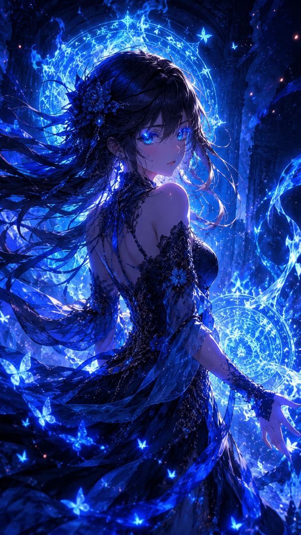 Mystical sorceress in a magical ruin anime wallpaper