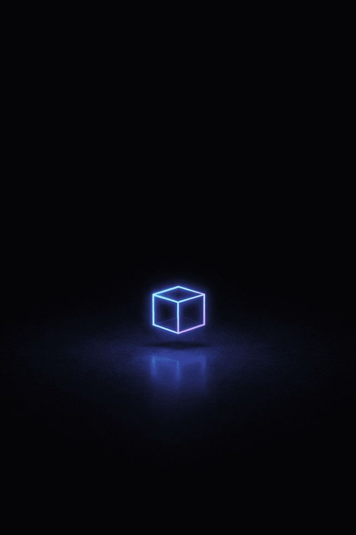 Neon cube in the dark wallpaper