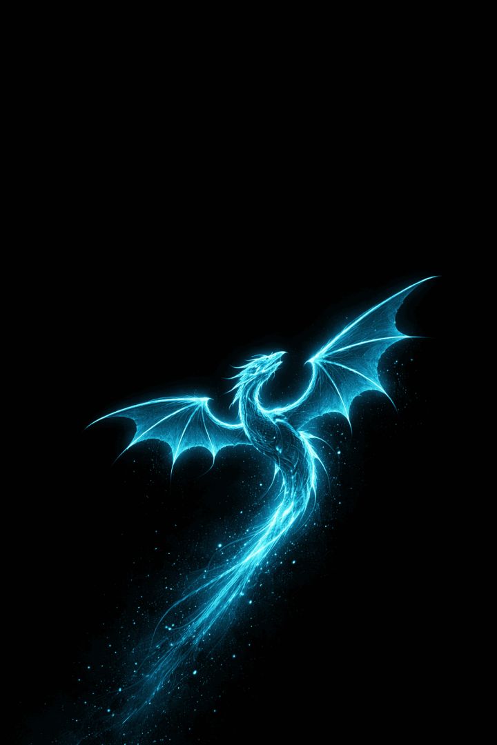 Neon dragon ascending through the dark wallpaper